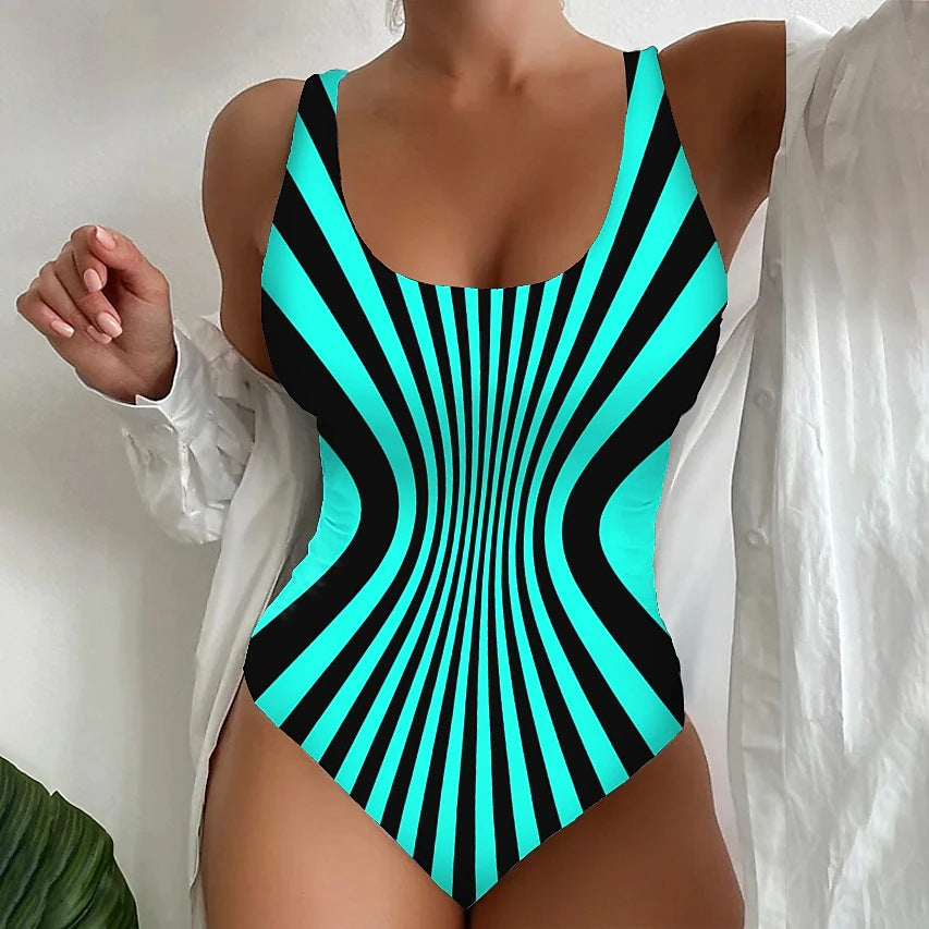 【S~6XL】Costum de baie sexy, dintr-o singură piesă, cu model în dungi