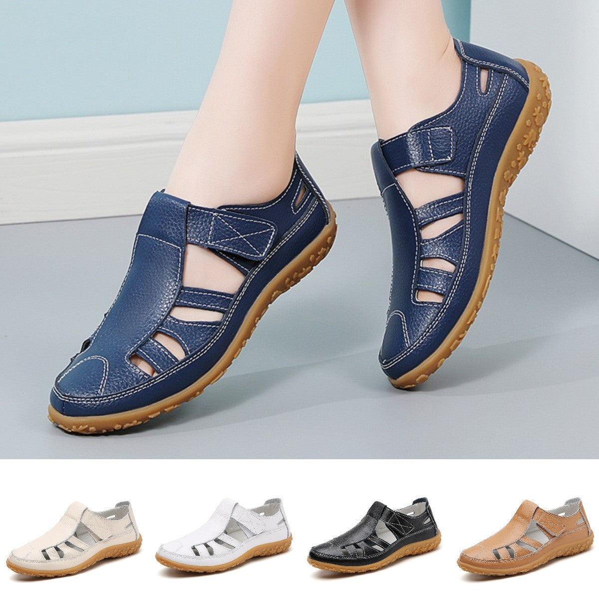 🥿【35-43】Vara handmade retro talpă moale Velcro sandale casual