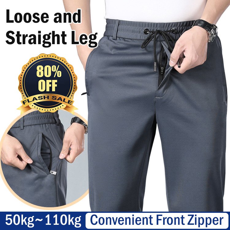 🔥🔥【L-8XL】【45-135kg】Pantaloni de vară business casual pentru bărbați cu talie elastică lejeră în talie