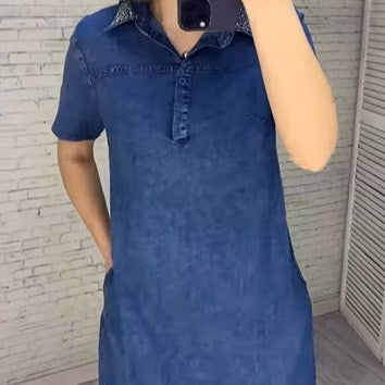 【S-5XL】Rochie din denim de înaltă calitate, ușoară și respirabilă la modă.