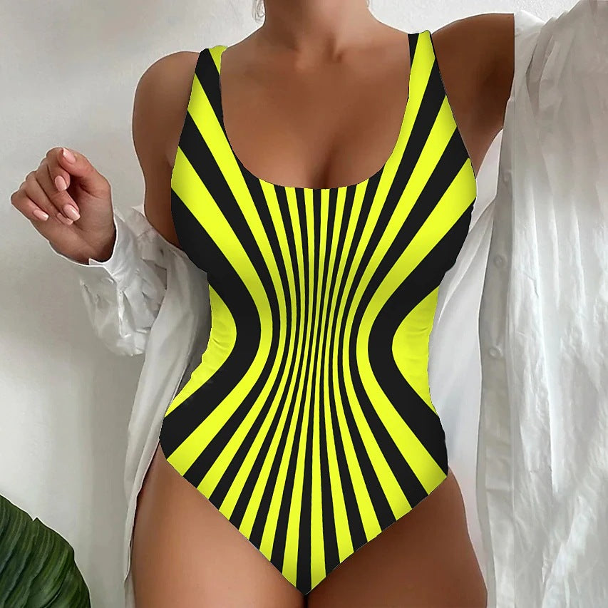 【S~6XL】Costum de baie sexy, dintr-o singură piesă, cu model în dungi