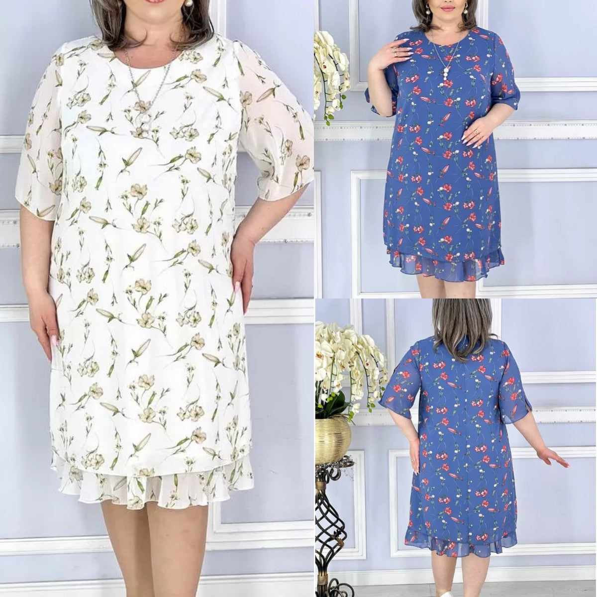 💟【S-5XL】👗2024 noua rochie eleganta din sifon floral