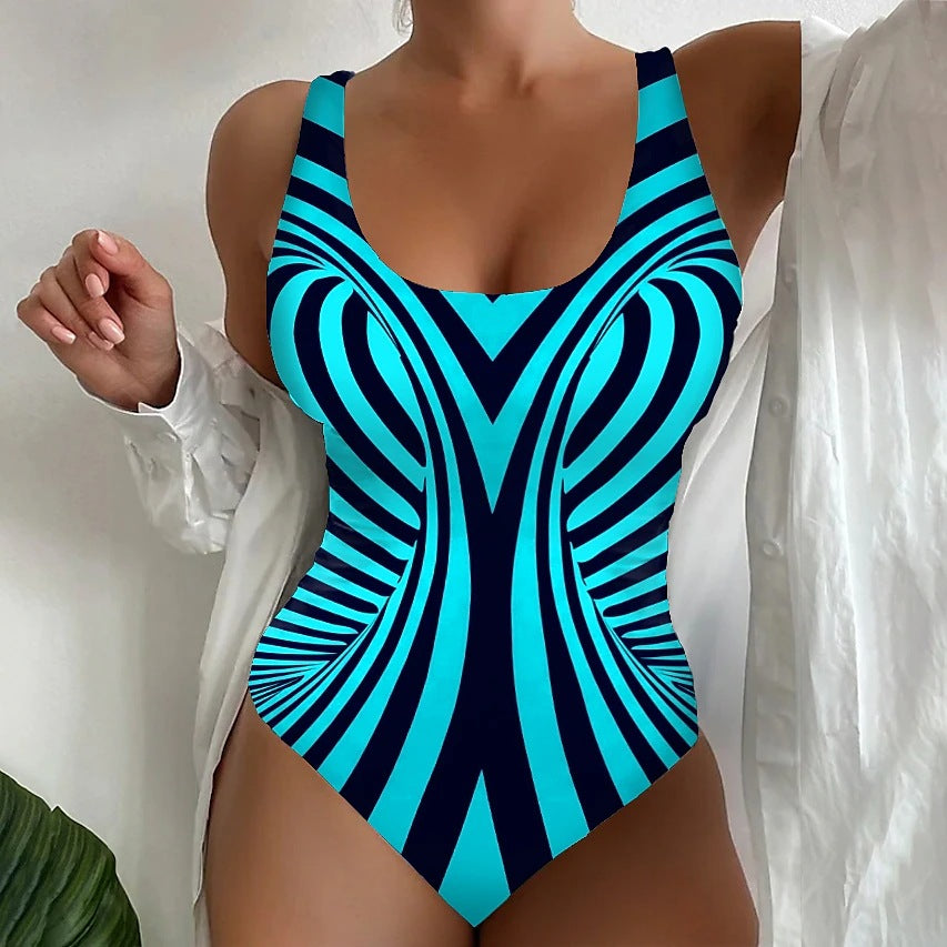 【S~6XL】Costum de baie sexy, dintr-o singură piesă, cu model în dungi